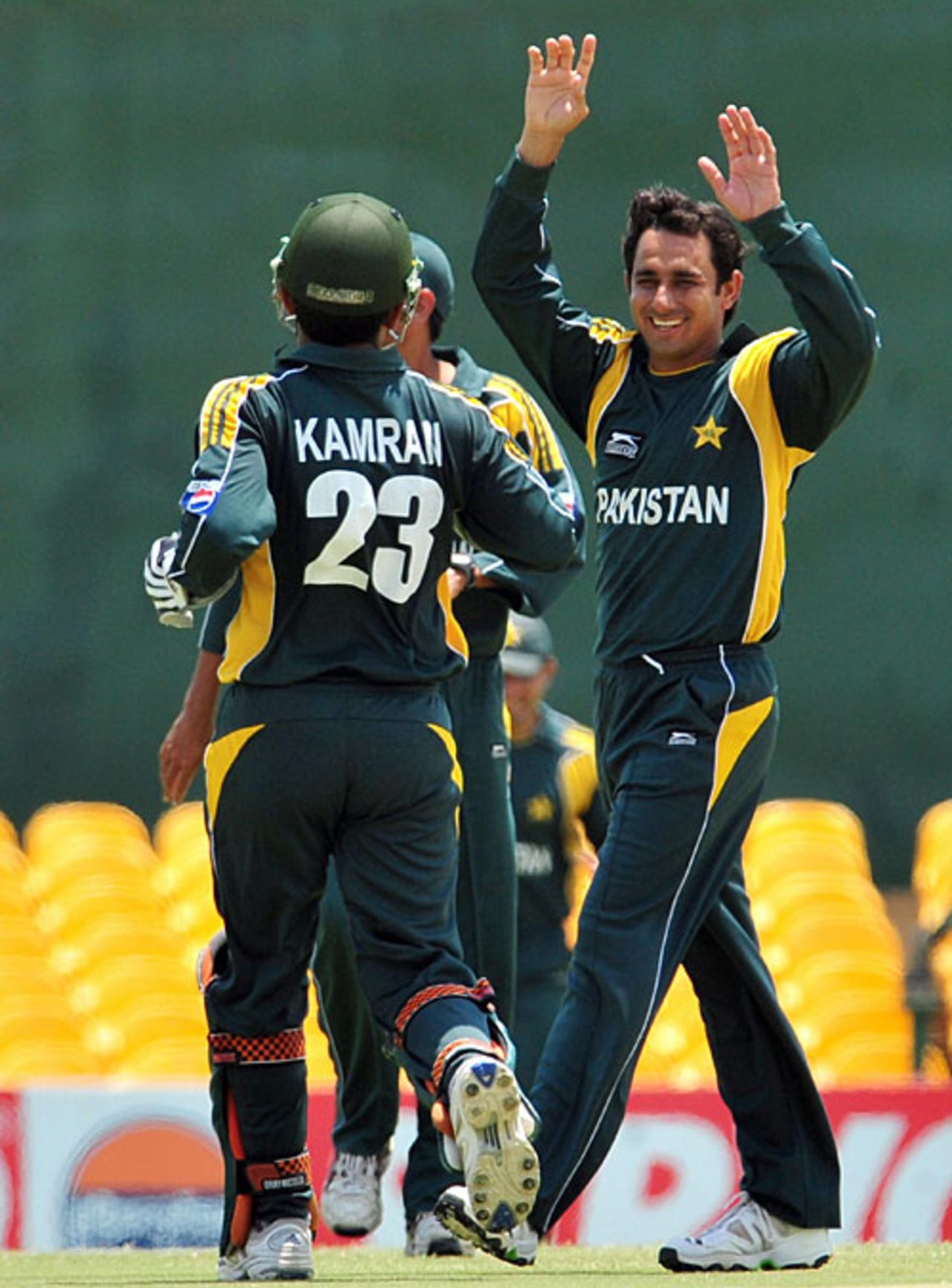 Saeed Ajmal celebrates a wicket, Sri Lanka v Pakistan, 1st ODI, Dambulla, July 30, 2009 