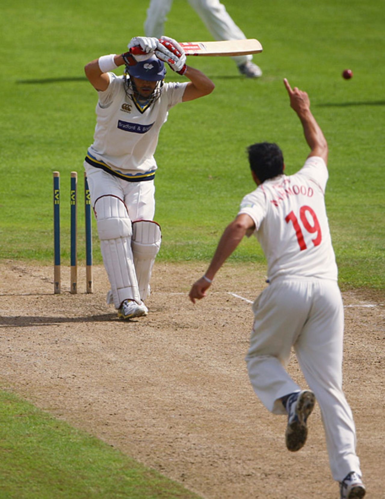 Jacques Rudolph leaves a straight one off Sajid Mahmood, Lancashire v Yorkshire, County Championship, Old Trafford, July 31, 2009 