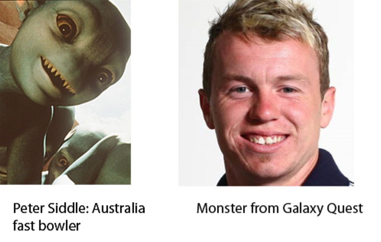 Peter Siddle and a monster from Galaxy Quest