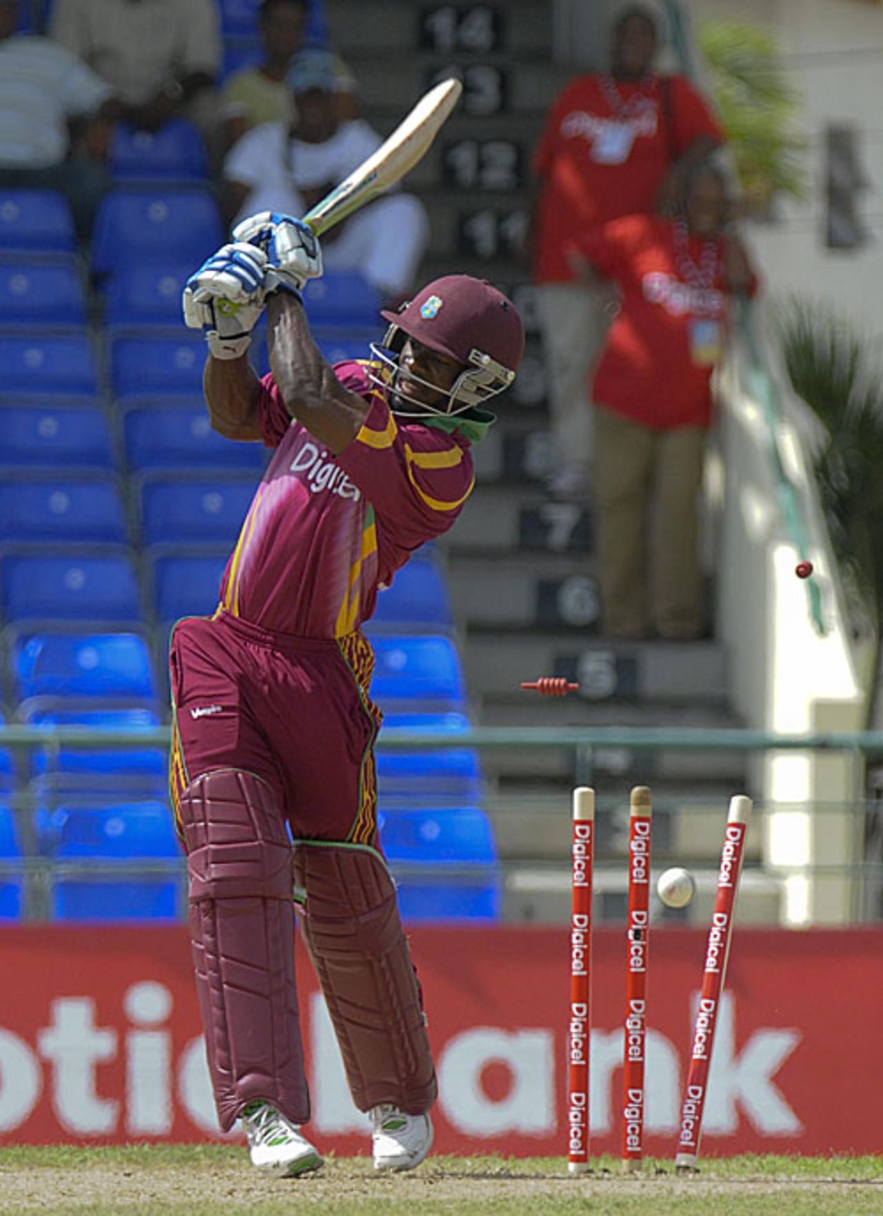 Devon Smith is castled by Nazmul Hossain, West Indies v Bangladesh, 3rd ODI, Basseterre, July 31, 2009 