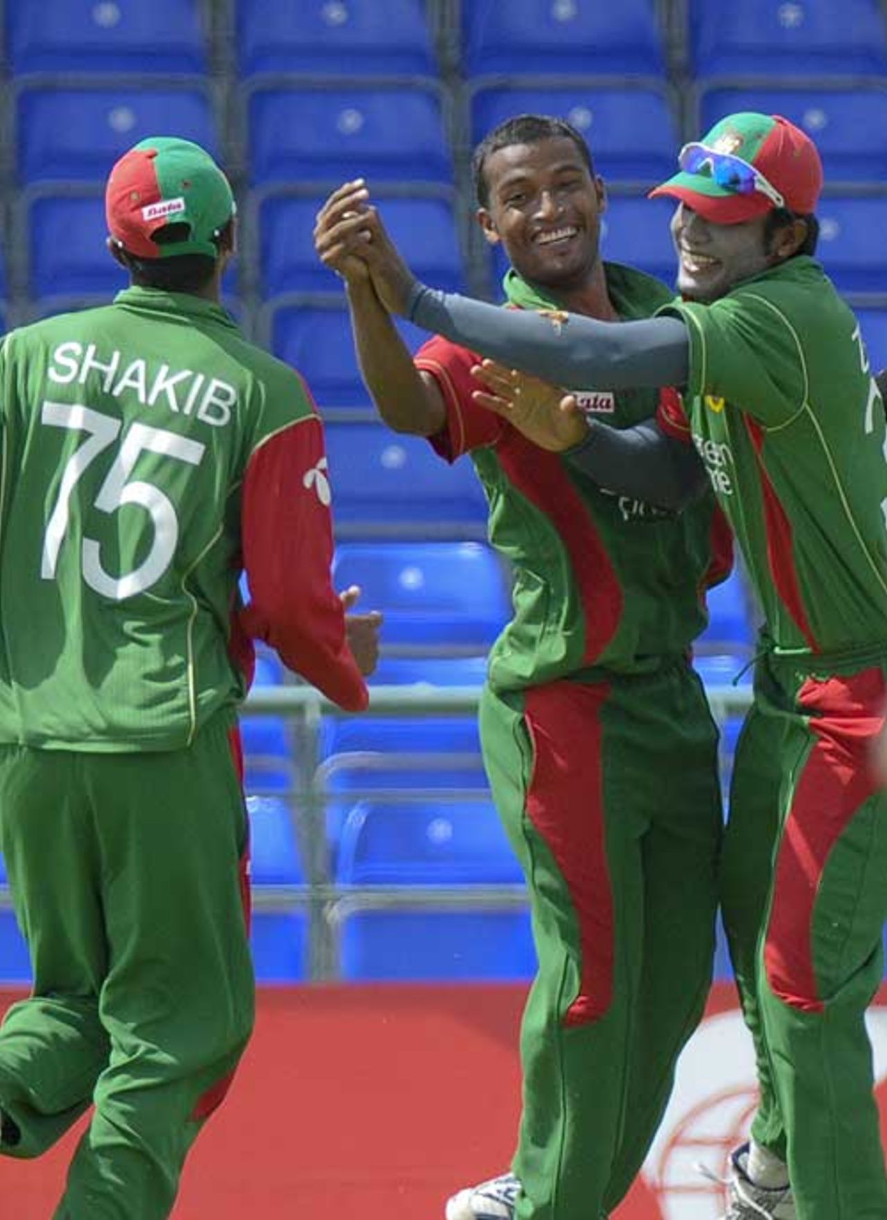 Nazmul Hossain takes the congratulations, West Indies v Bangladesh, 3rd ODI, Basseterre, July 31, 2009 