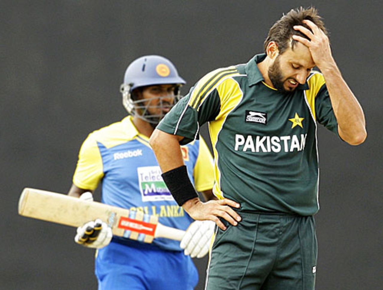 Shahid Afridi is not happy after being hit for a six by Chamara Kapugedera, Sri Lanka v Pakistan, 2nd ODI, Dambulla, August 1, 2009 