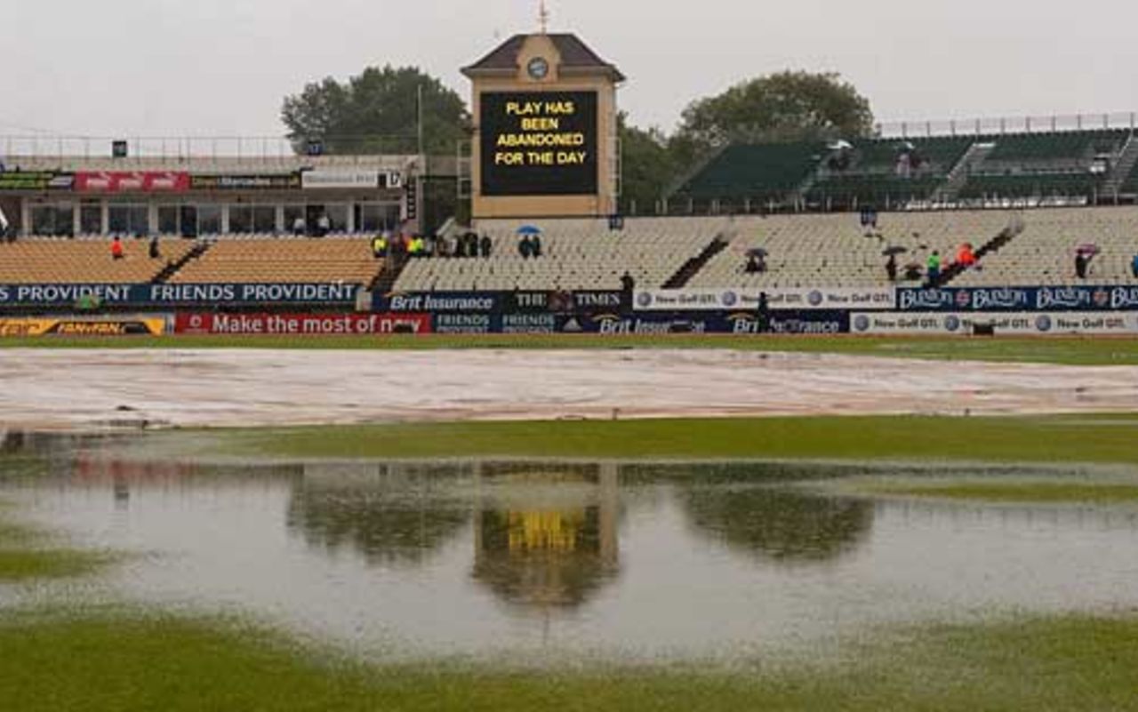 The Edgbaston outfield struggled to cope with the rain, England v Australia, 3rd Test, 3rd day, Edgbaston, August 1, 2009