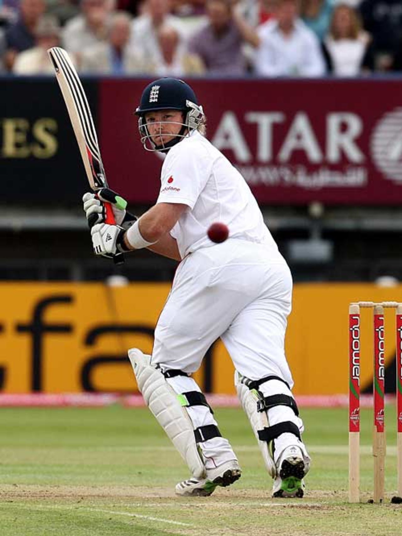 Ian Bell tickles the ball fine to reach his half century, England v Australia, 3rd Test, Edgbaston, 4th day, August 2, 2009