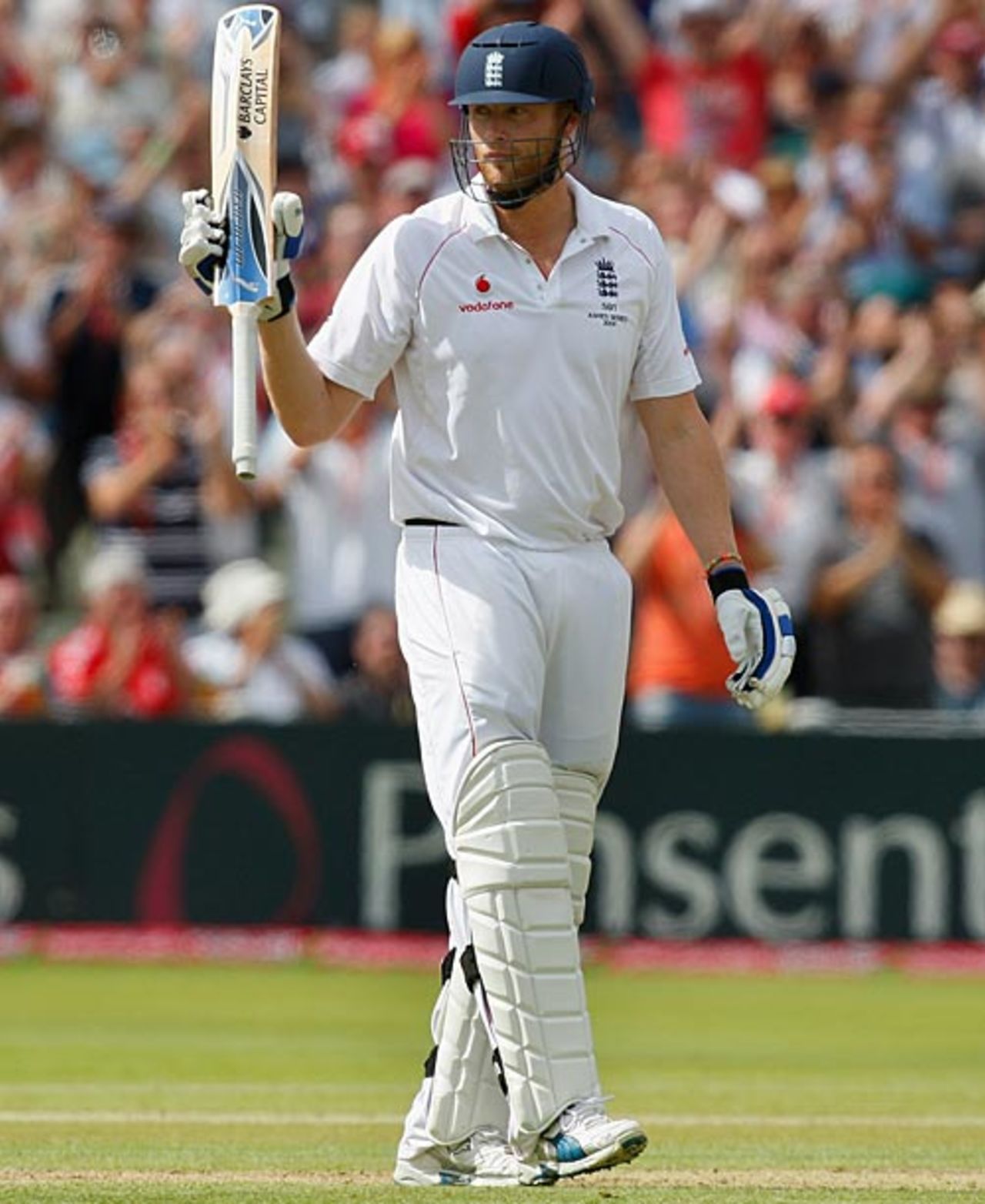 Andrew Flintoff reaches his half-century, England v Australia, 3rd Test, Edgbaston, 4th day, August 2, 2009