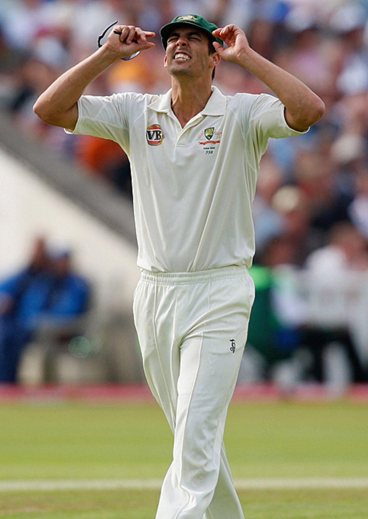 Mitchell Johnson looks up to the heavens after suffering another hammering by England, England v Australia, 3rd Test, Edgbaston, 4th day, August 2, 2009