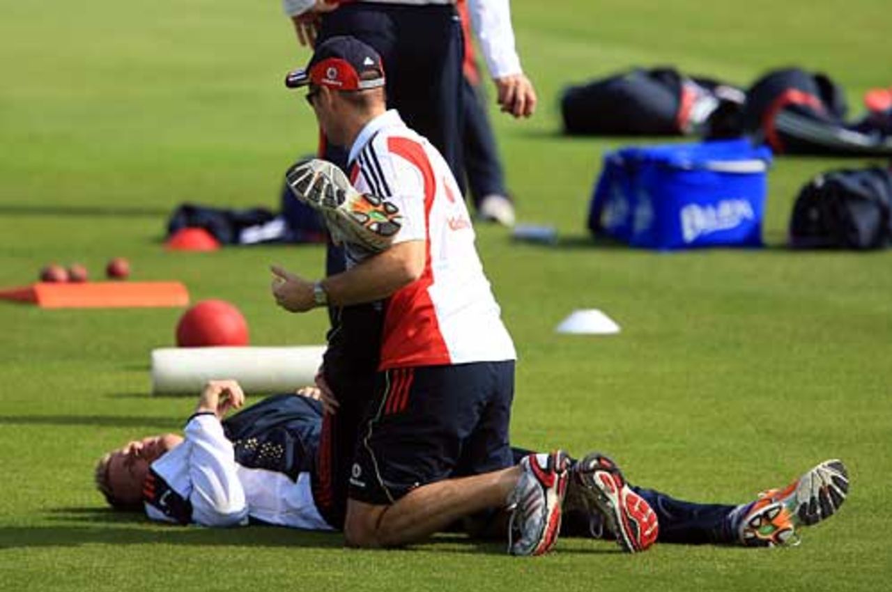 Andrew Flintoff goes through a familiar routine of treatment, Headingley, August 6, 2009