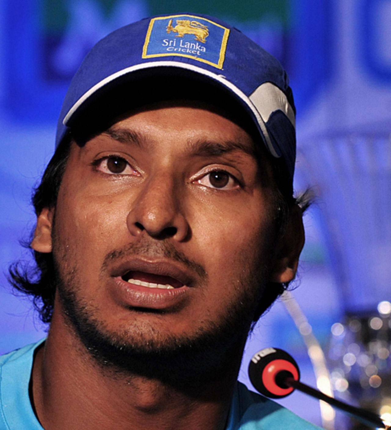 Kumar Sangakkara speaks to reporters, Colombo, August 6, 2009