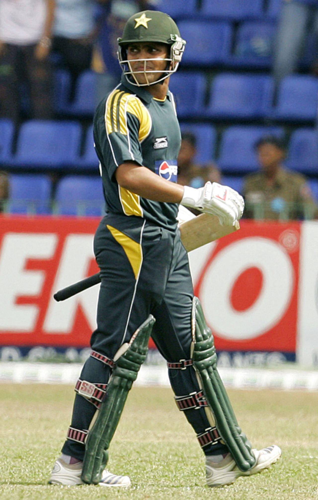 Kamran Akmal walks off disappointedly after being adjudged lbw first ball, Sri Lanka v Pakistan, 5th ODI, Colombo, August 9, 2009