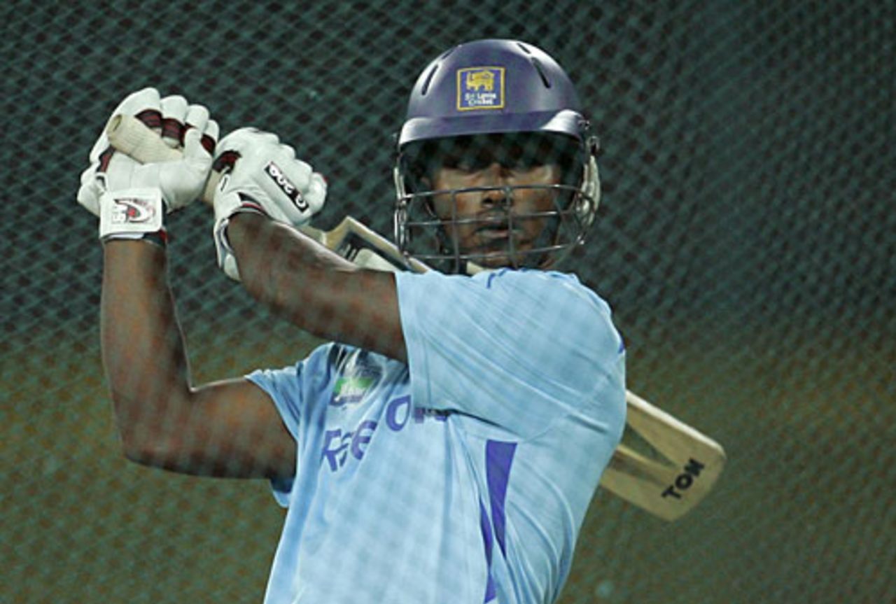 Mahela Udawatte bats in the nets, Colombo, August 11, 2009