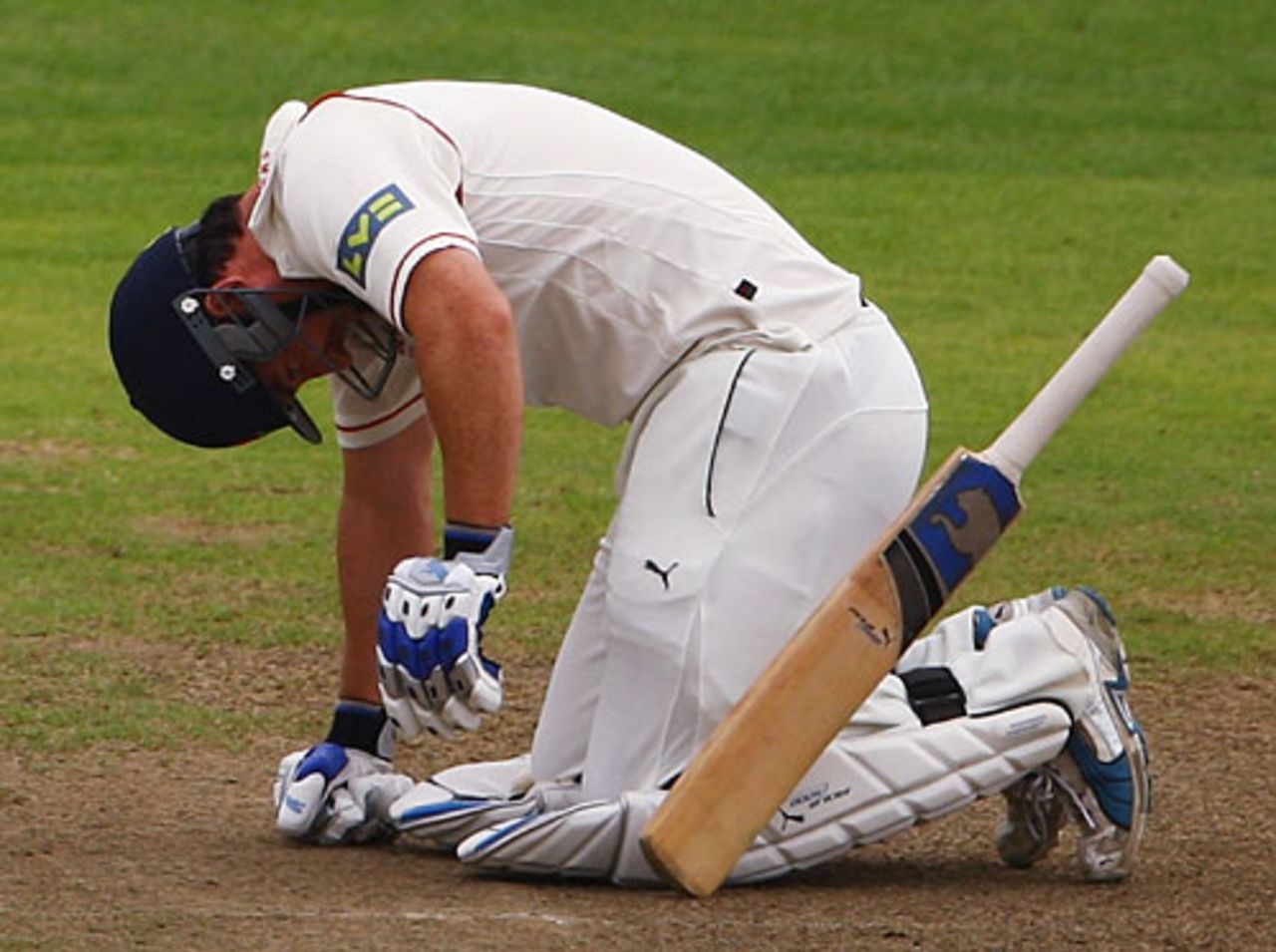 Mal Loye hits the deck after being hit by a Graham Onions delivery, Lancashire v Durham, County Championship, Division One, Old Trafford, August 12, 2009 