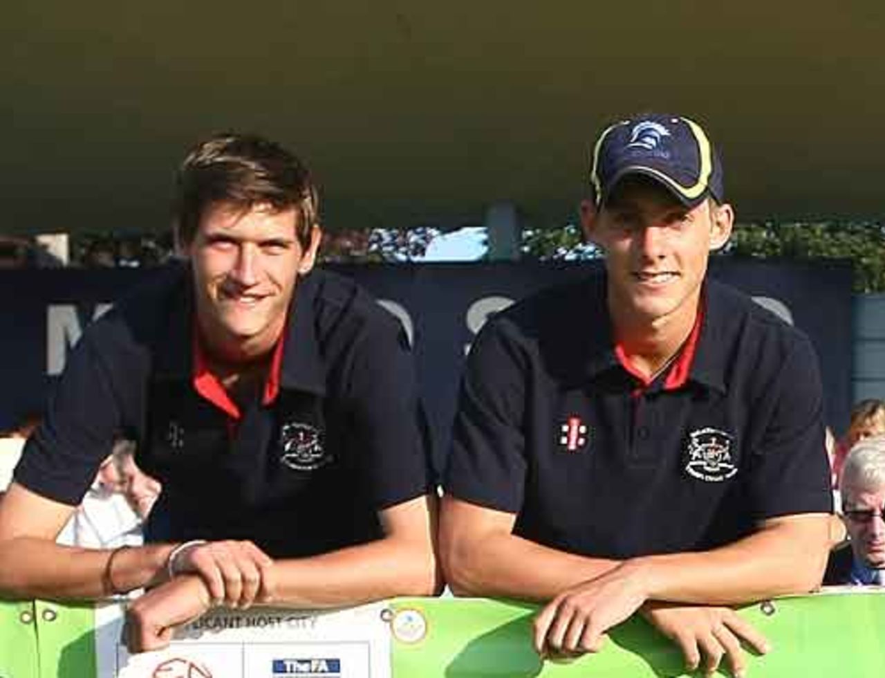 David Payne (l) and Chris Dent (r) as they sign professional contracts, Bristol, August 18, 2009