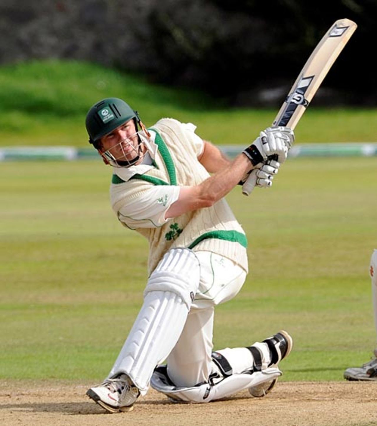 Andrew White hits out during his 55, Scotland v Ireland, ICC Intercontinental Cup, 3rd day, Aberdeen, August 19, 2009