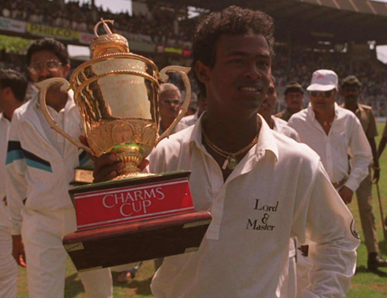 Vinod Kambli with the trophy, India v England, 3rd Test, Wankhede Stadium, Mumbai, February 23, 1993