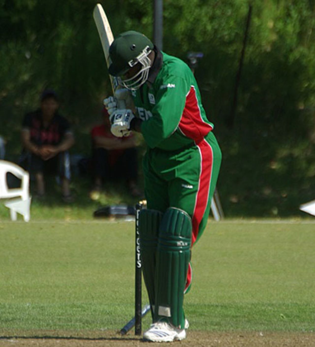 Steve Tikolo has his off stump flattened by Khurram Chohan, Canada v Kenya, 1st ODI, Toronto, August 19, 2009 