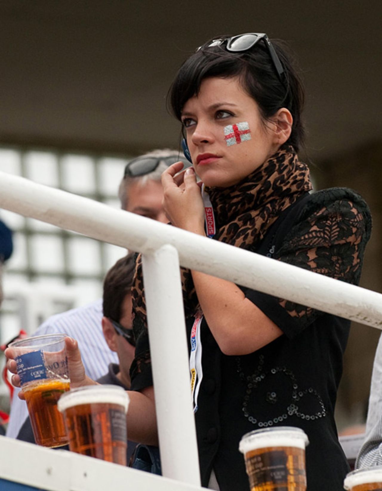 Lilly Allen watches on at The Oval, England v Australia, 5th Test, The Oval, 1st day, August 20, 2009