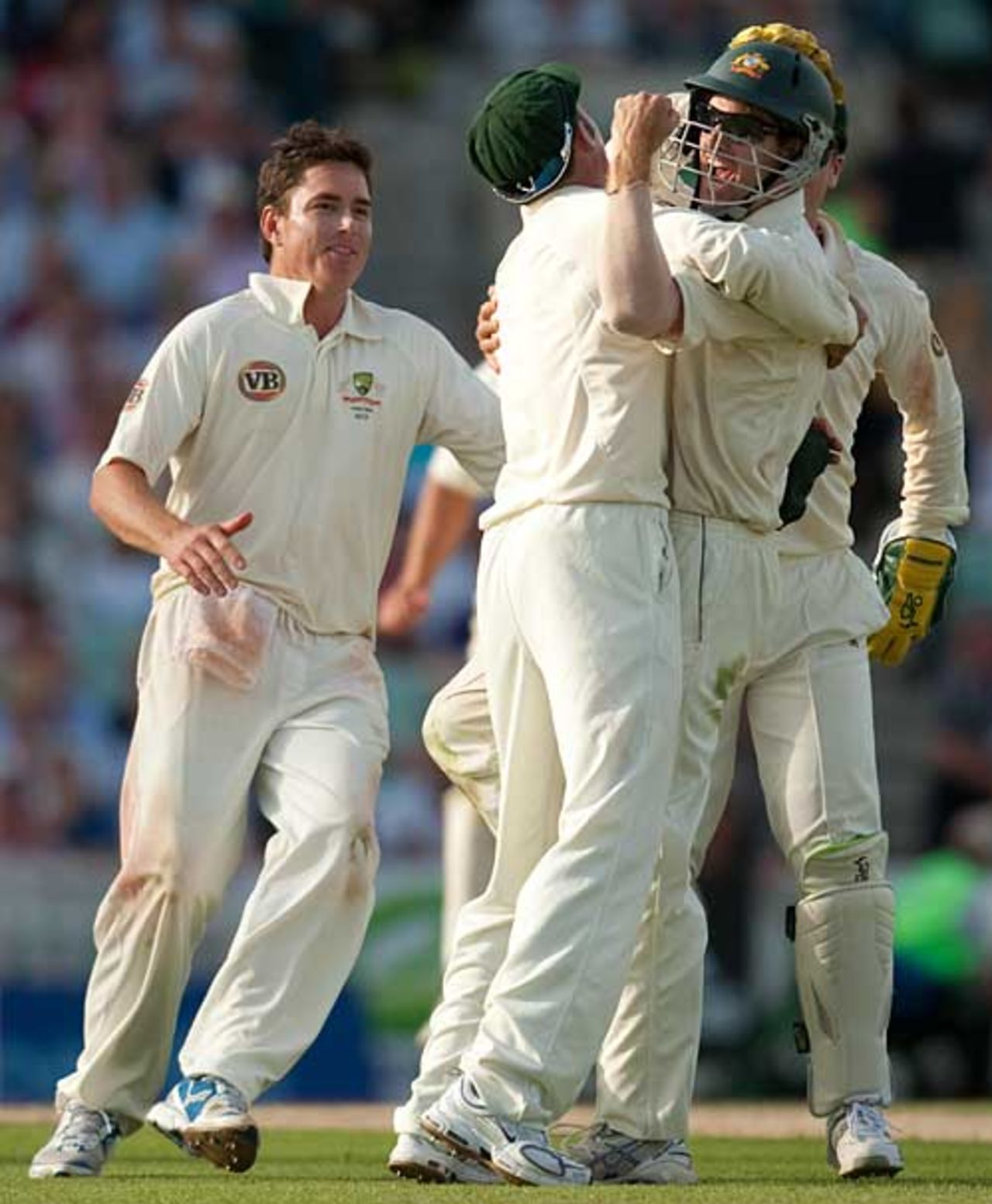 Simon Katich celebrates his sharp work to run out Jonathan Trott, England v Australia, 5th Test, The Oval, 1st day, August 20, 2009