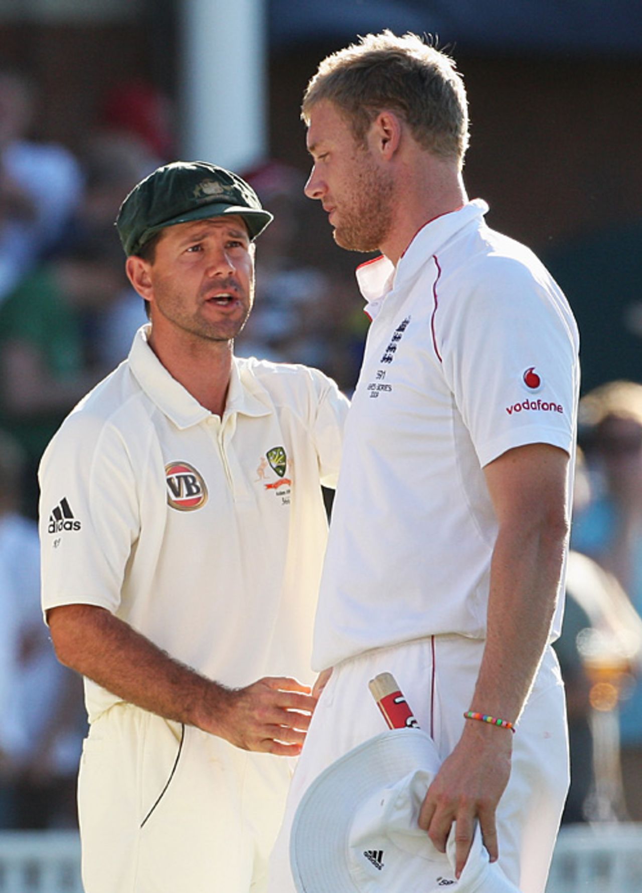 Ricky Ponting shakes hands with Andrew Flintoff in his final Test, England v Australia, 5th Test, The Oval, 4th day, August 23, 2009