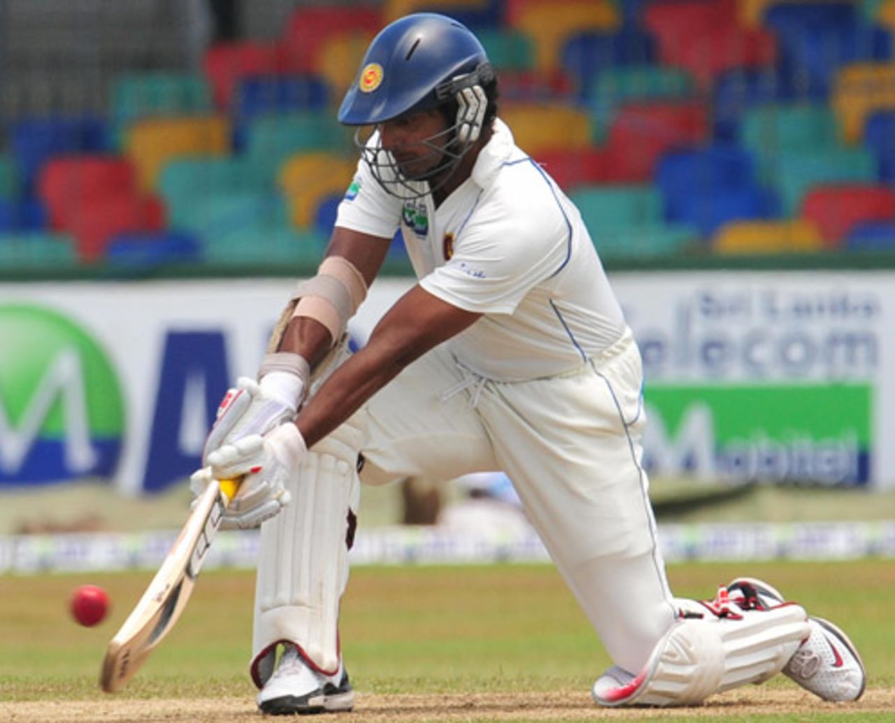 Kumar Sangakkara is poised to paddle the ball, Sri Lanka v New Zealand, 2nd Test, SSC, Colombo, 1st day, August 26, 2009