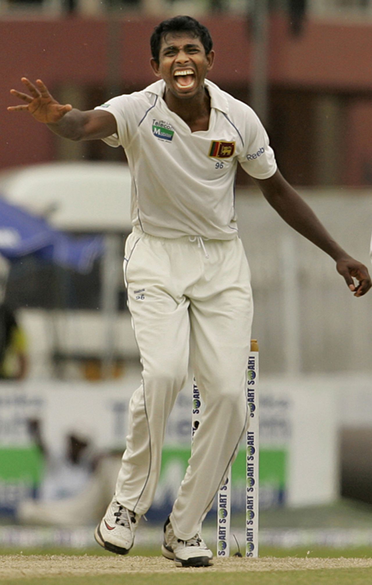 Thilan Thushara celebrates after dismissing Daniel Flynn, Sri Lanka v New Zealand, 2nd Test, SSC, Colombo, 2nd day, August 27, 2009 