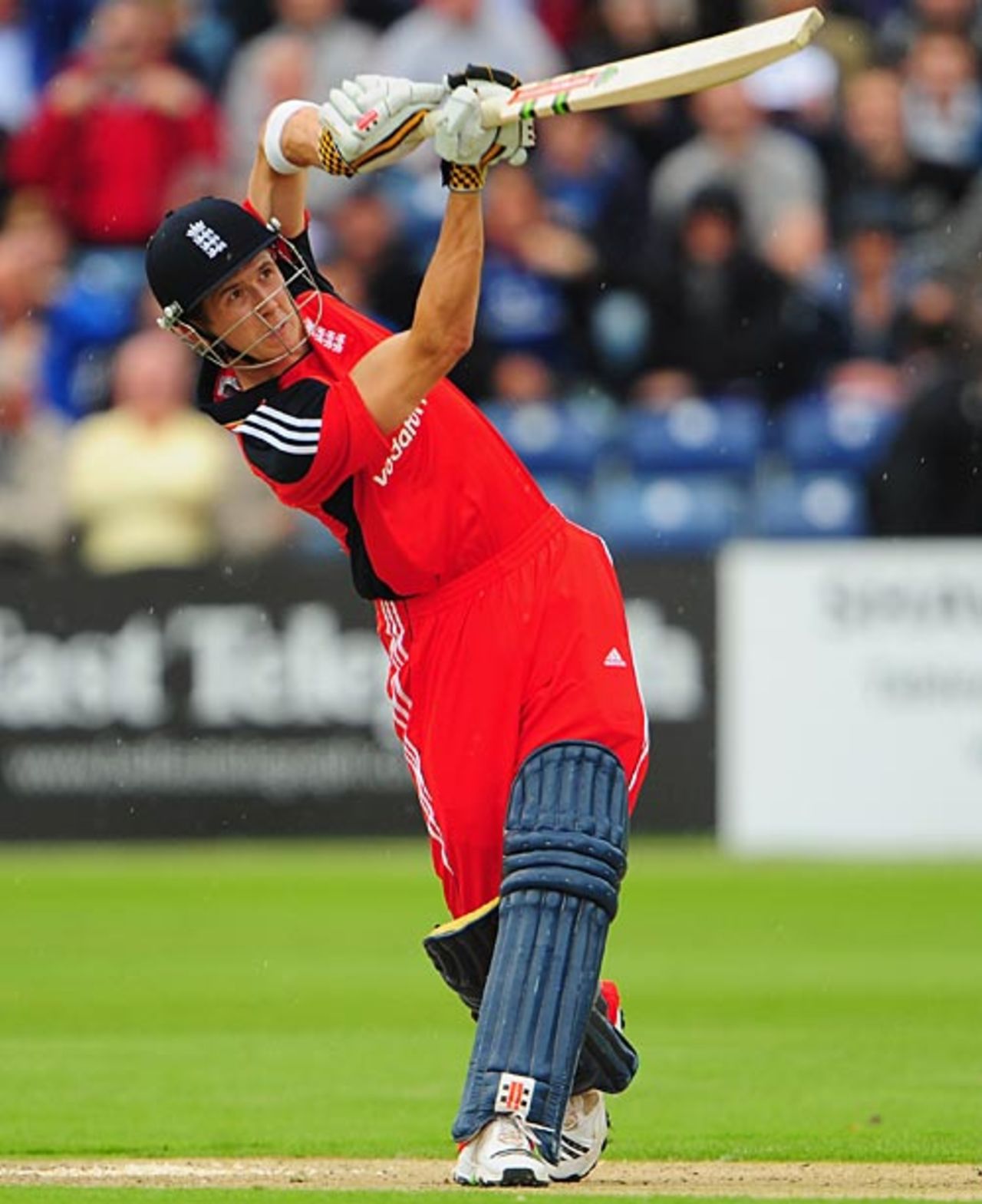 Joe Denly hits over the top, Ireland v England, only ODI, Stormont, August 27, 2009