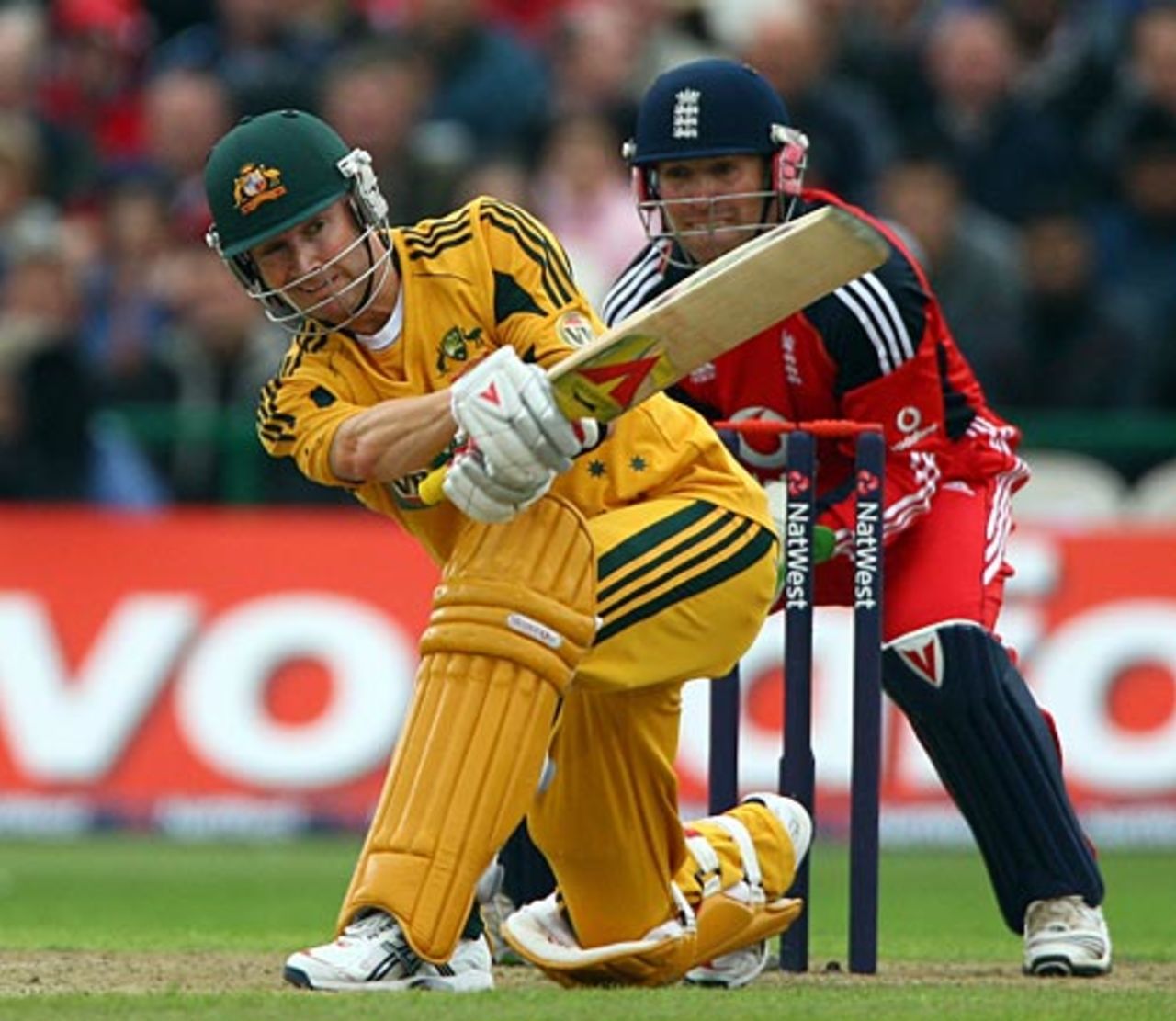 Michael Clarke hits across the line, England v Australia, 1st Twenty20 international, Old Trafford, August 30, 2009