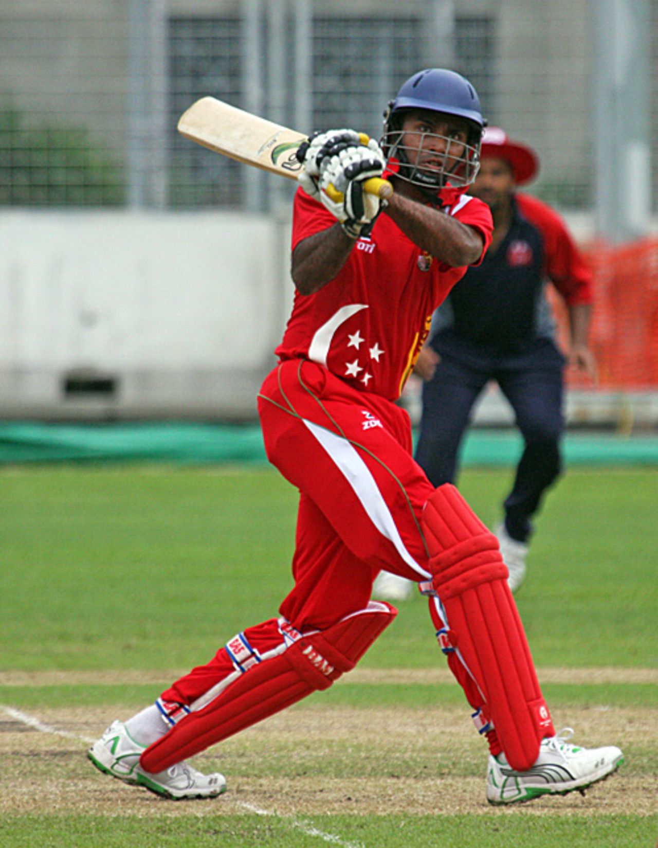 Buddikha Mendis pulls for six during his hundred, Singapore v Bahrain, ICC World Cricket League Division 6, Singapore, September 1, 2009