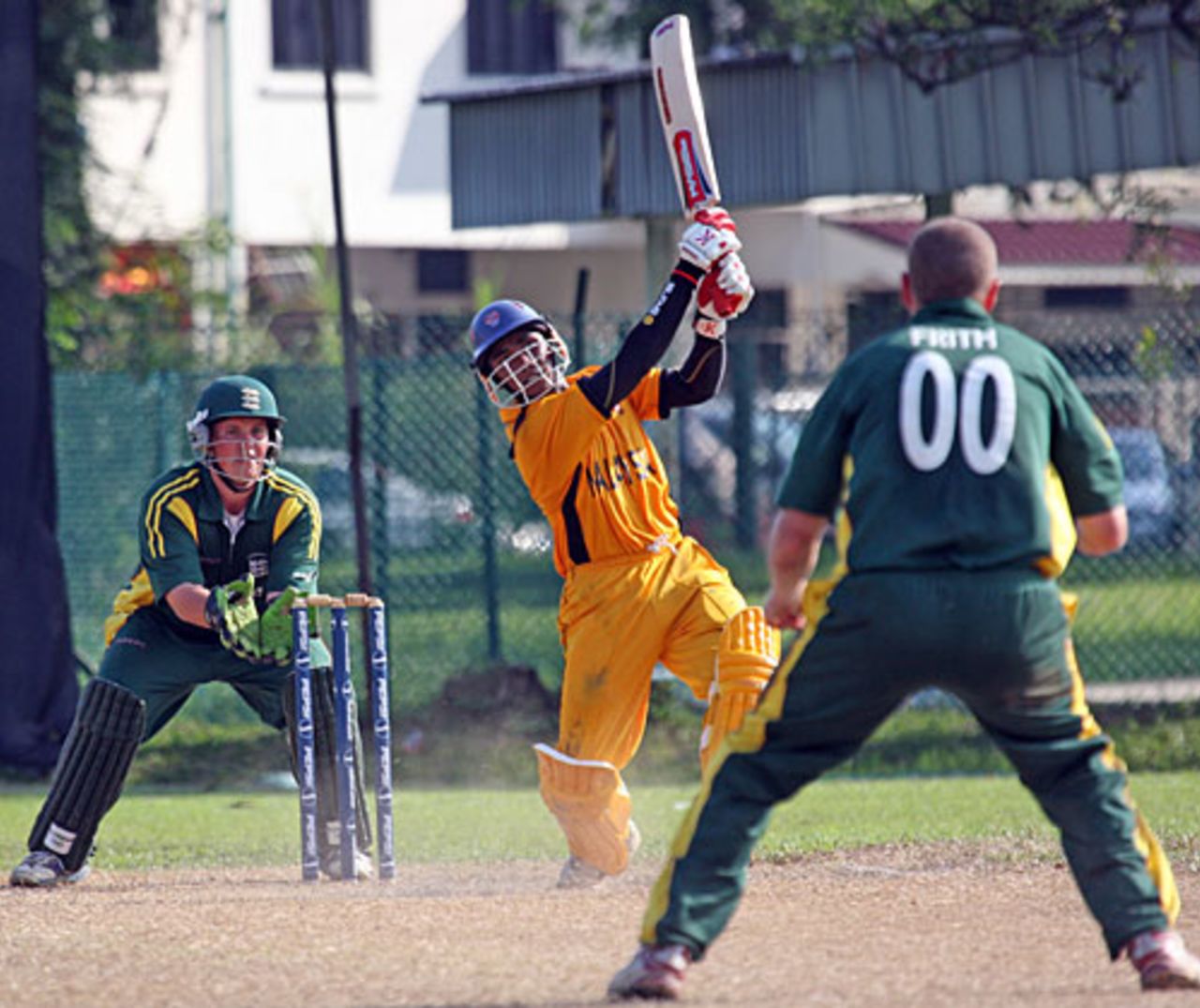 Suhan Alagaratnam hits a six on his way to an unbeaten 80, Guernsey v Malaysia, ICC World Cricket League Division 6, Singapore, September 2, 2009