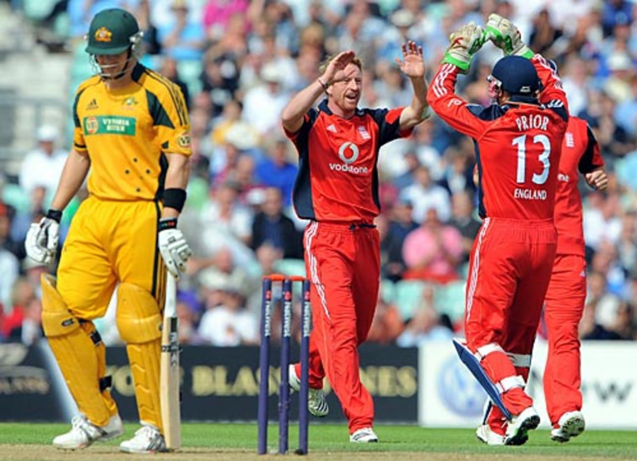Paul Collingwood celebrates Shane Watson's wicket, England v Australia, 1st ODI, The Oval, September 4, 2009