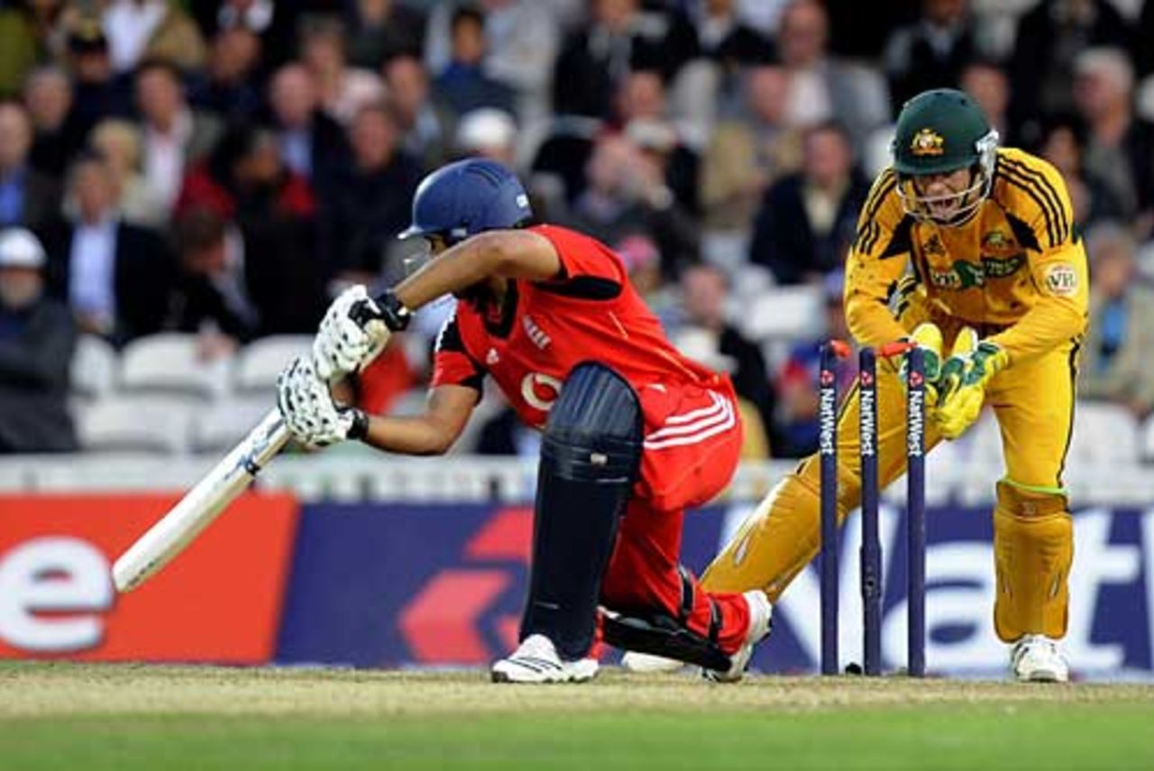 Ravi Bopara is stumped for 49 by Tim Paine, England v Australia, 1st ODI, The Oval, September 4, 2009
