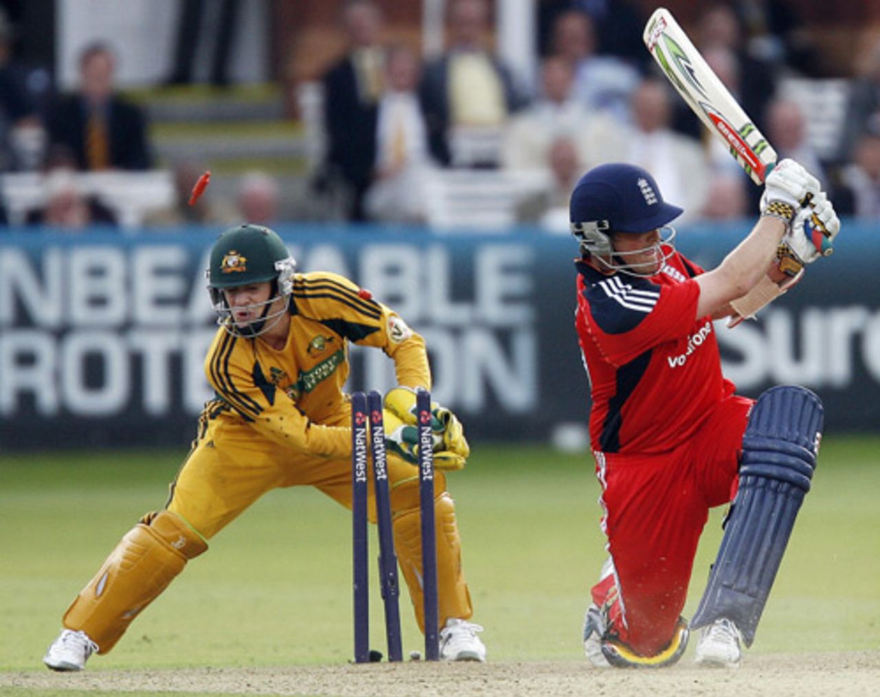 Graeme Swann swings, misses and is bowled, England v Australia, 2nd ODI, Lord's, September 6, 2009