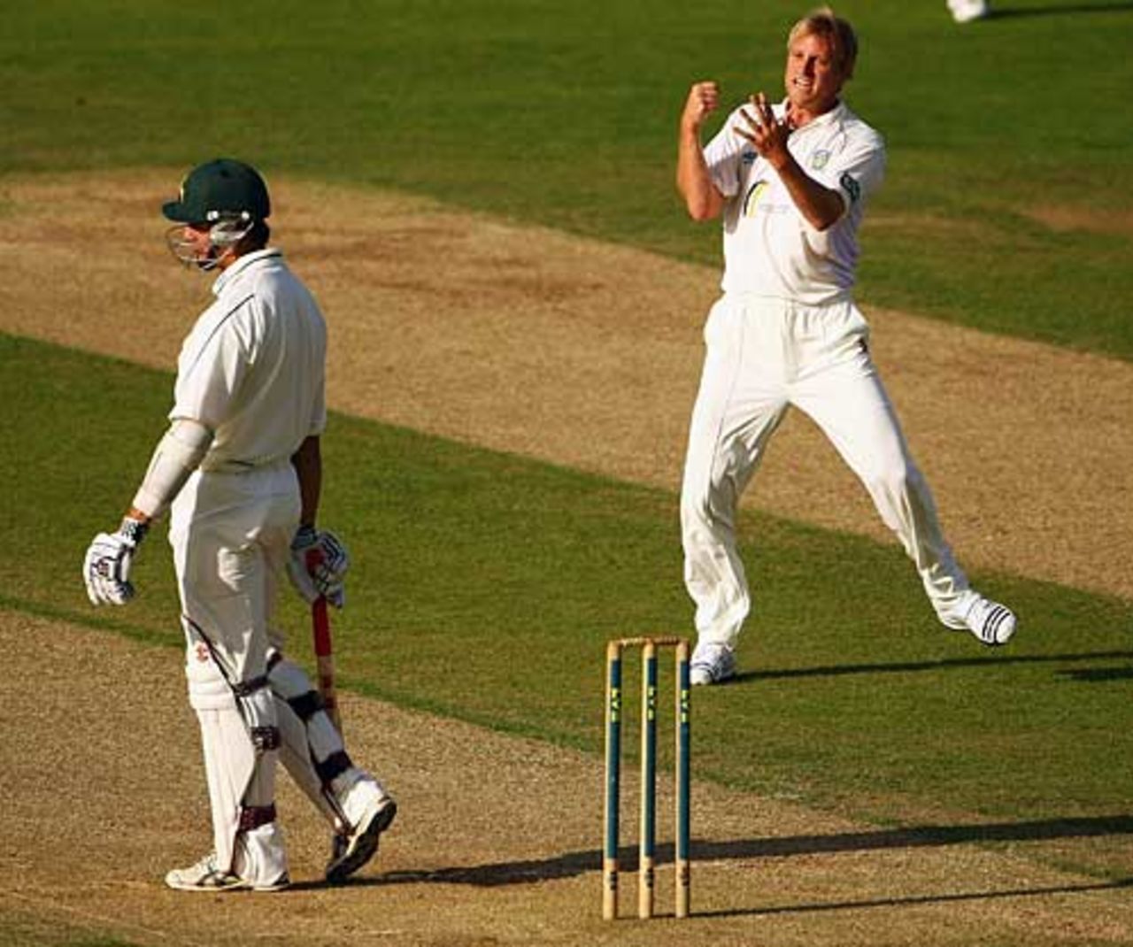 Mark Davies celebrates after removing Mark Wagh, Durham v Nottinghamshire, County Championship, 1st day, Chester-le-Street, September 10, 2009