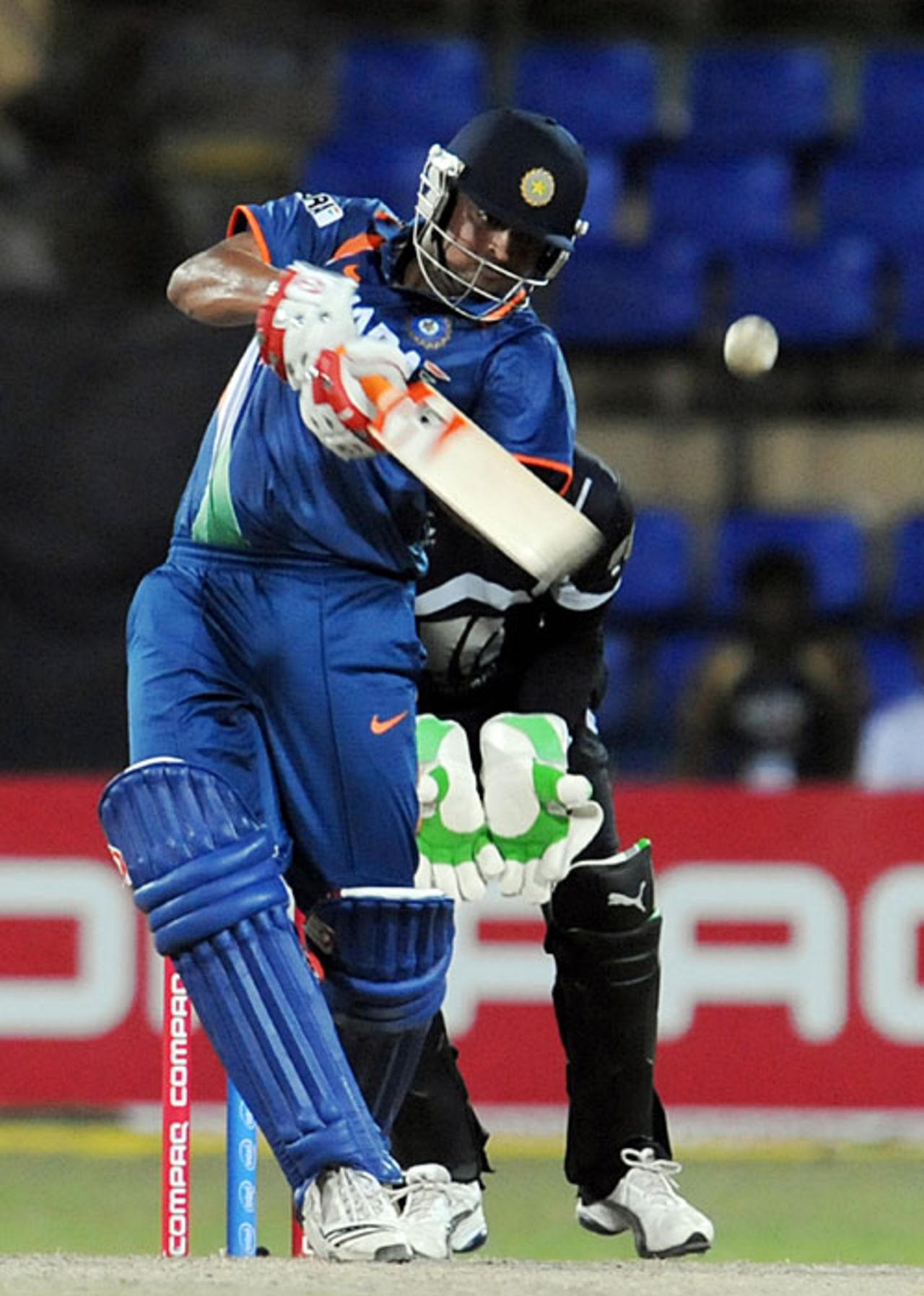 Suresh Raina drives, India v New Zealand, 2nd match, Compaq Cup, Colombo, September 11, 2009