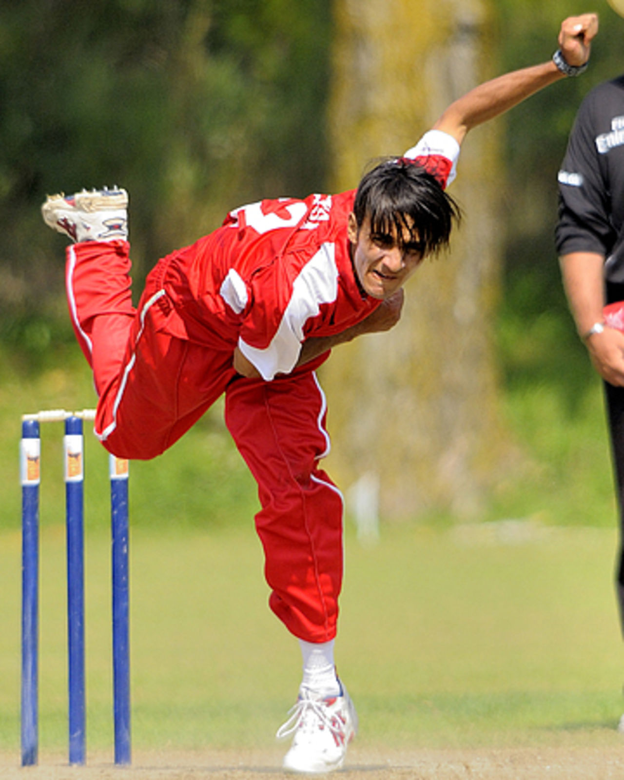 Asif Khan in action against Ireland at the ICC Under-19 World Cup Qualifier in Canada
