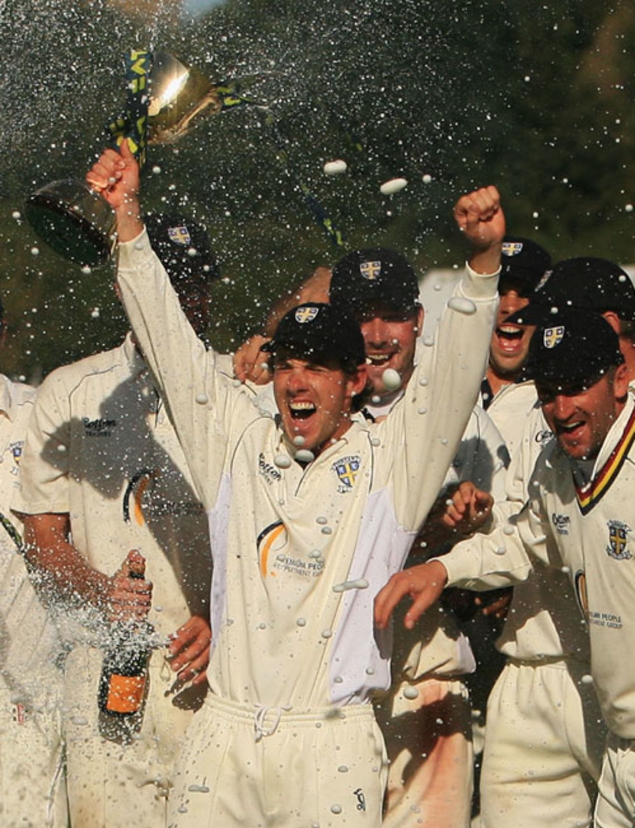 Will Smith, Durham's captain, celebrates their back-to-back Championships, Durham v Nottinghamshire, County Championship, Chester-le-Street, September 12, 2009