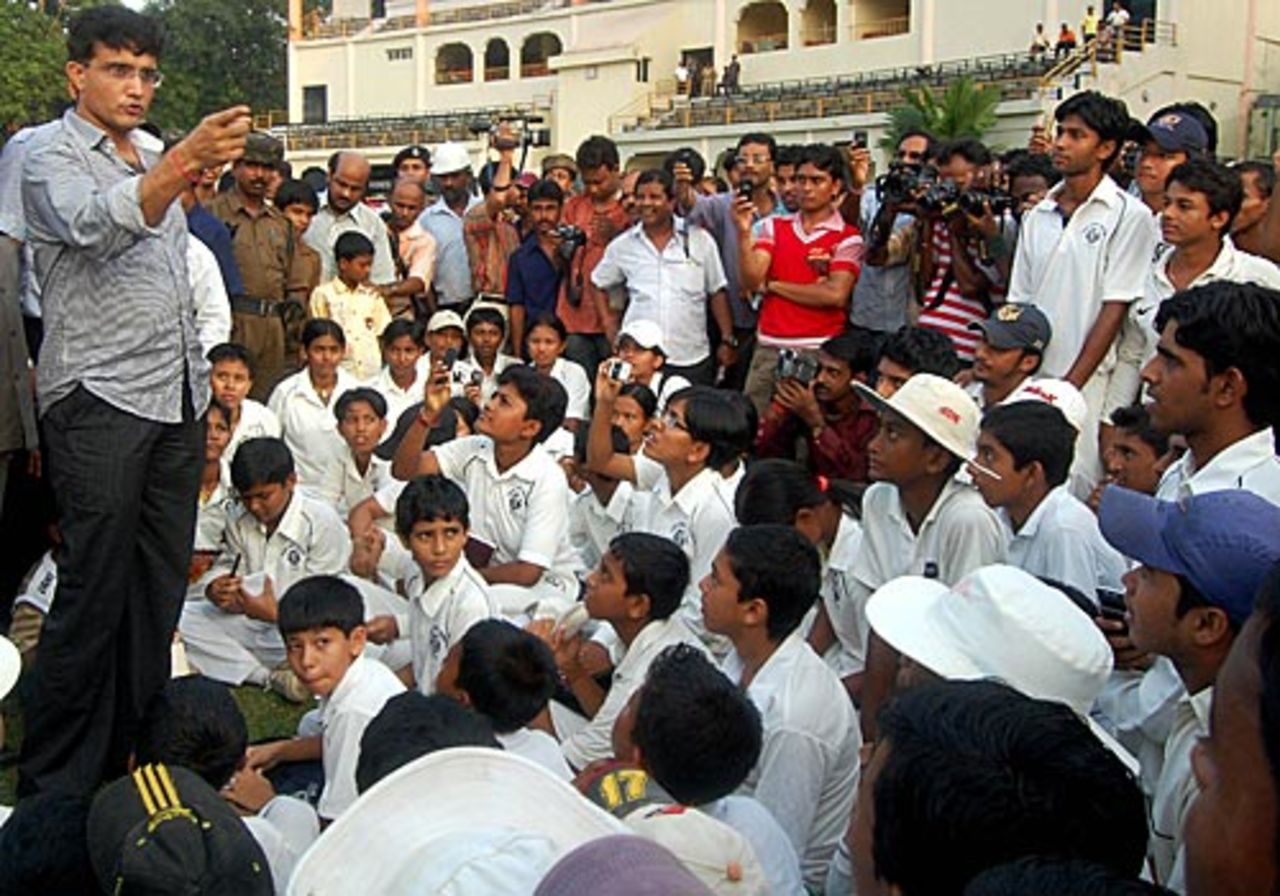 Sourav Ganguly talks to aspiring cricketers in Agartala, Agartala, September 13, 2009