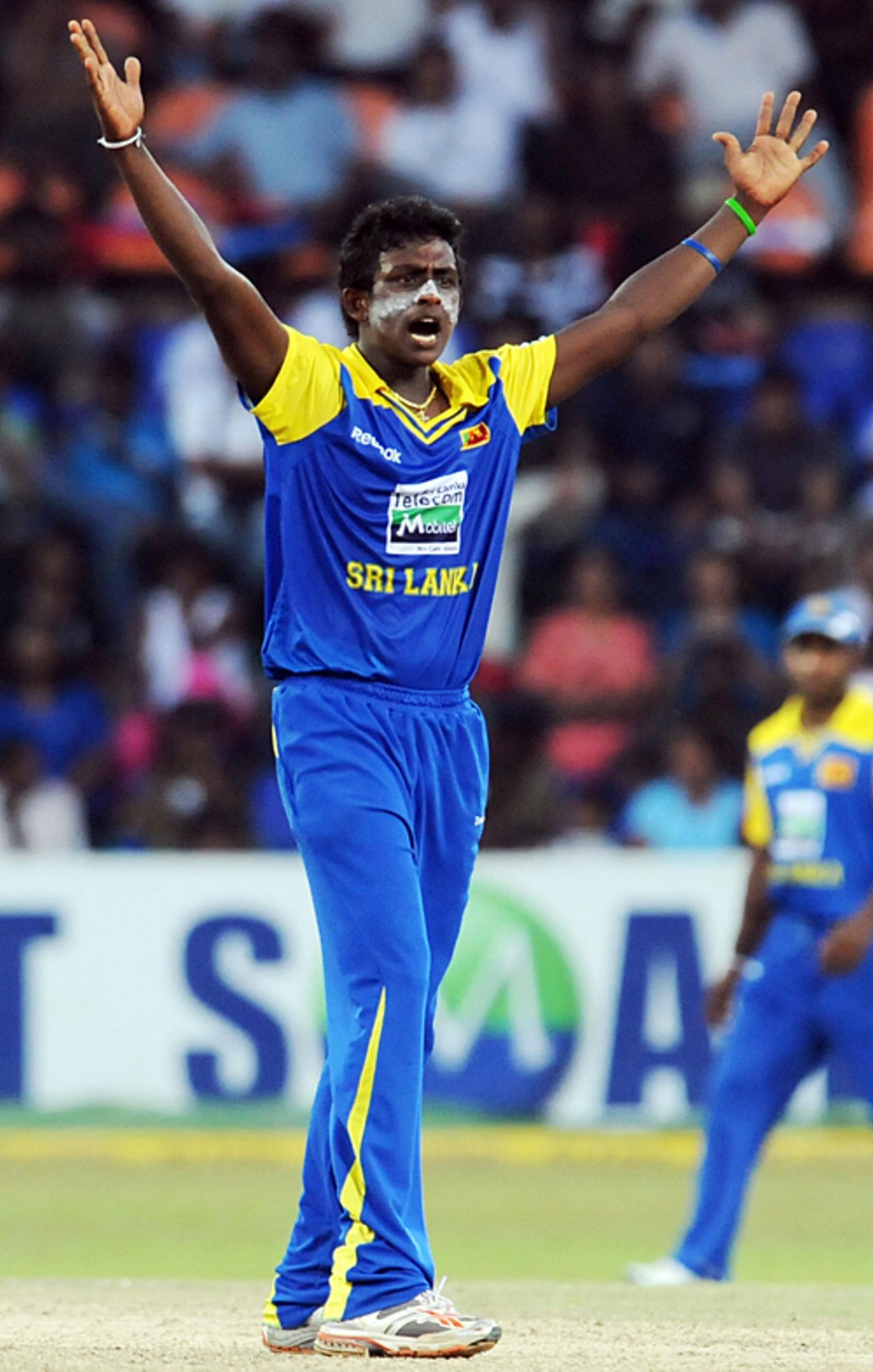 Ajantha Mendis successfully appeals for an lbw against Sachin Tendulkar, Sri Lanka v India, Compaq Cup, final, Colombo, September 14, 2009