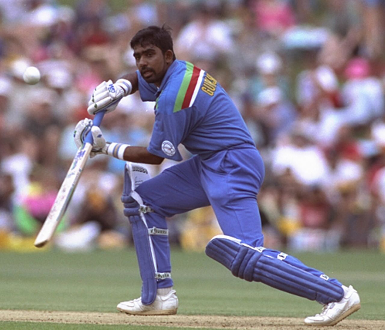 Asanka Gurusinha angles it past point, New Zealand v Sri Lanka, Benson & Hedges World Cup, February 25, 1992