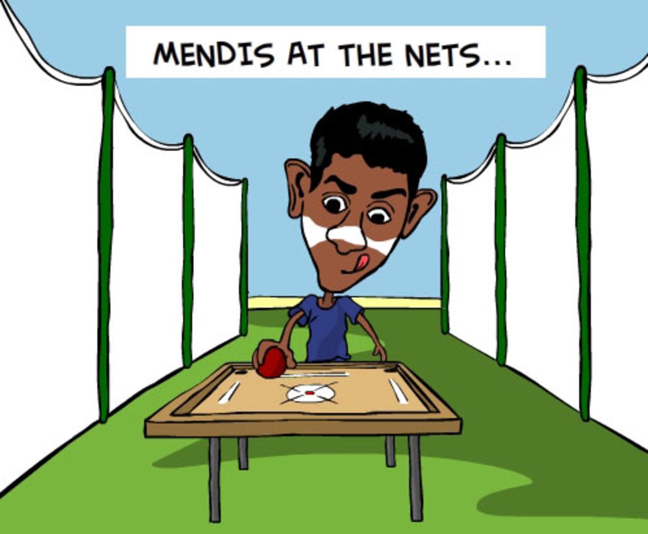 Cartoon: Mendis at the nets