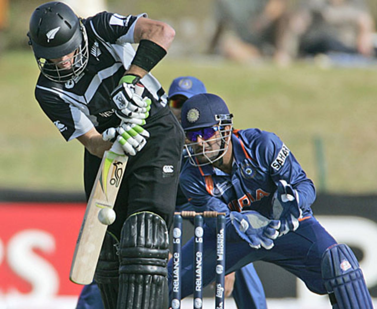 Martin Guptill nudges one to the on side during his 63, India v New Zealand, ICC Champions Trophy warm-up match, Potchefstroom, September 20, 2009