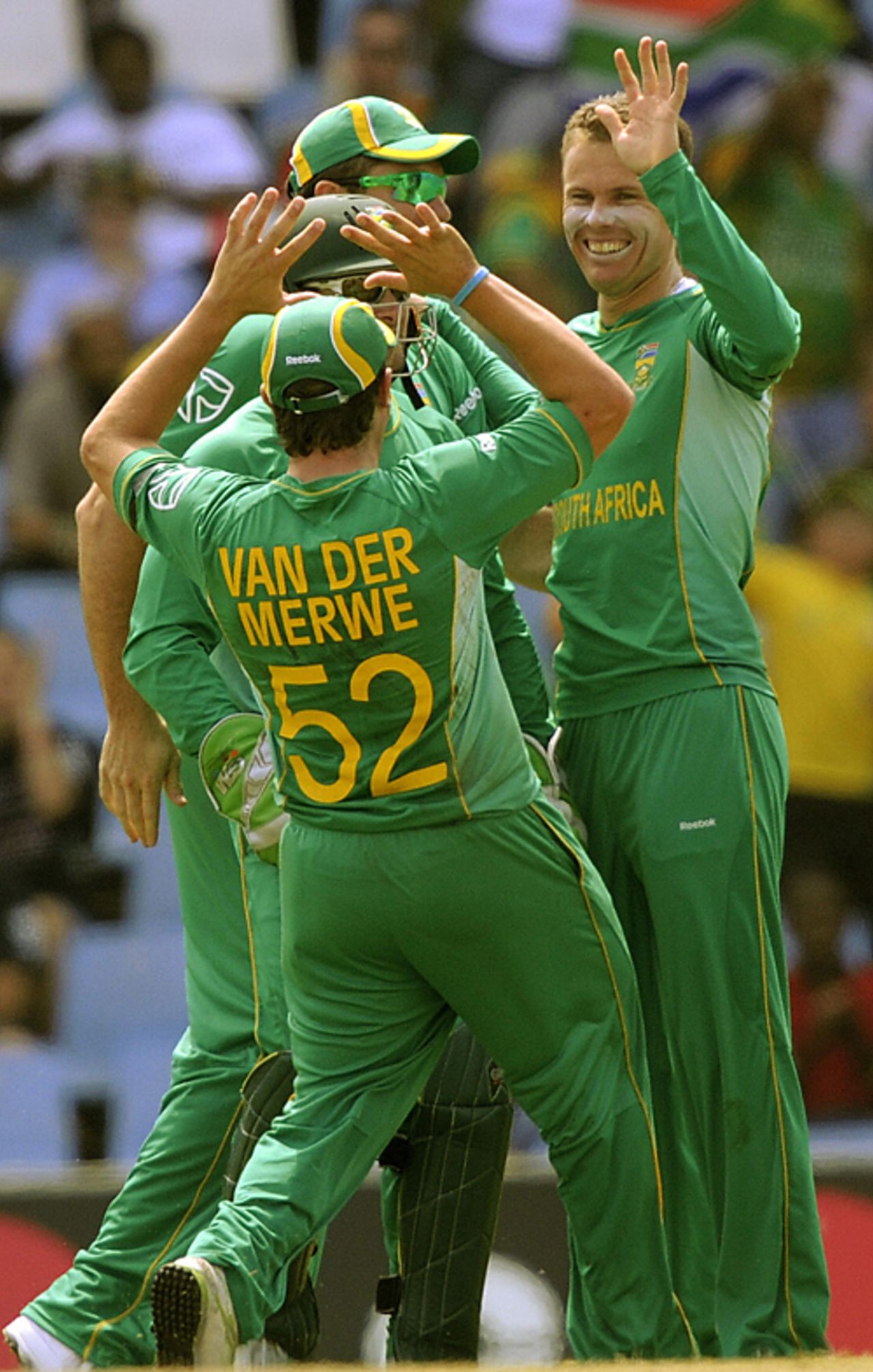 Johan Botha gets the high-fives after dismissing Brendon McCullum, South Africa v New Zealand, Champions Trophy, Group B, Centurion, September 24, 2009