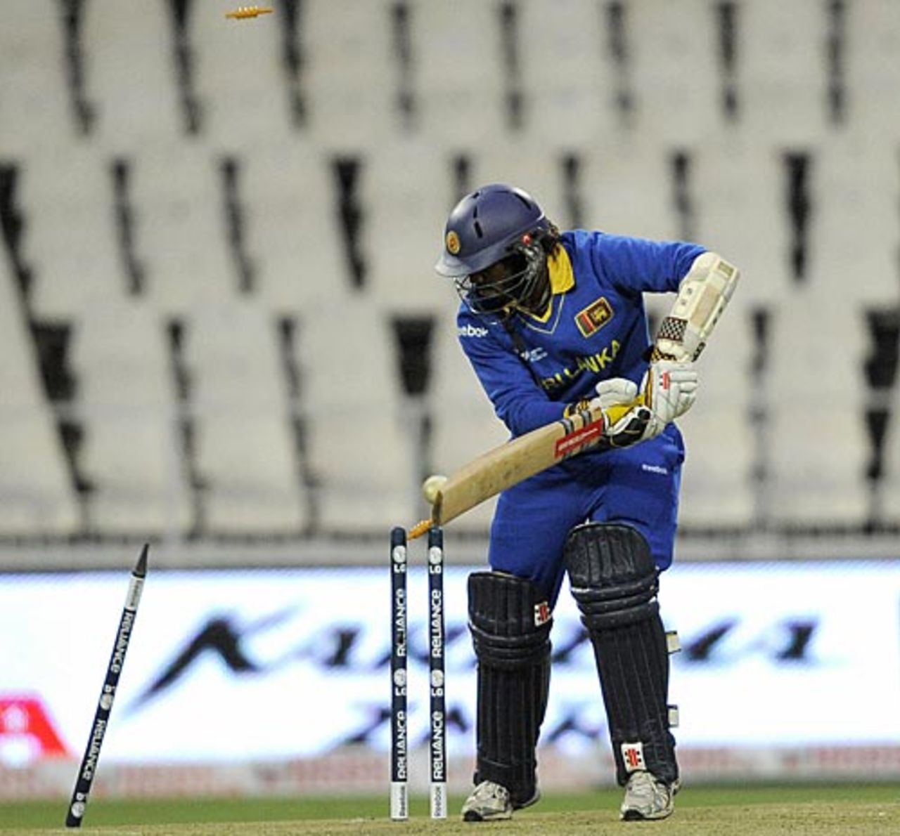 Lasith Malinga is bowled, England v Sri Lanka, ICC Champions Trophy, Group B, Johannesburg, September 25, 2009