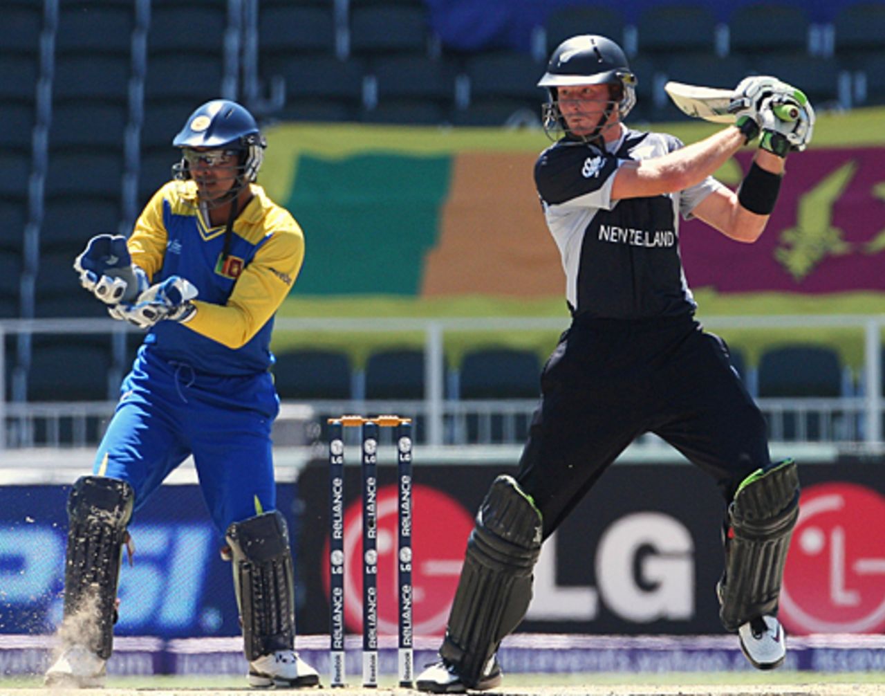 Martin Guptill smashes one through the off side, New Zealand v Sri Lanka, ICC Champions Trophy, Group B, Johannesburg, September 27, 2009