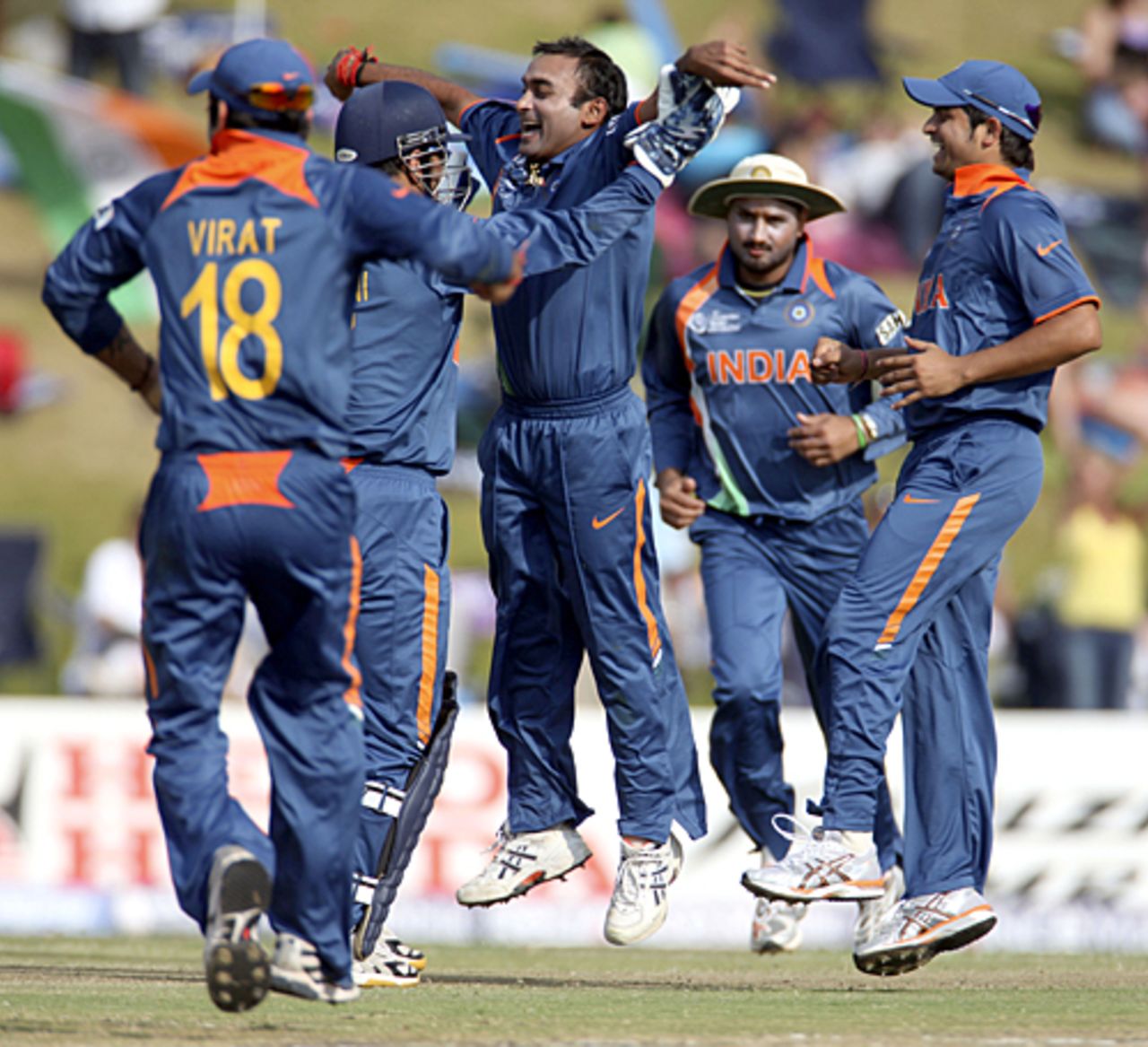 Amit Mishra celebrates the dismissal of Tim Paine with team-mates, Australia v India, ICC Champions Trophy, Group A, Centurion, September 28, 2009