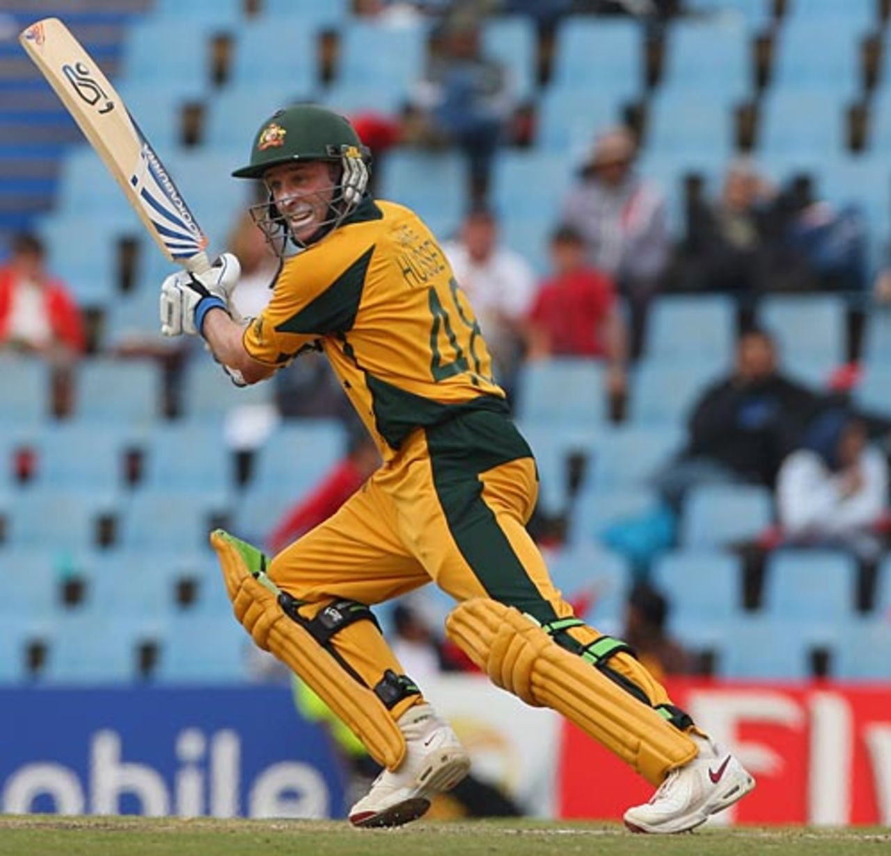 Michael Hussey plays through the off side, Australia v Pakistan, ICC Champions Trophy, Group A, Centurion, September 30, 2009