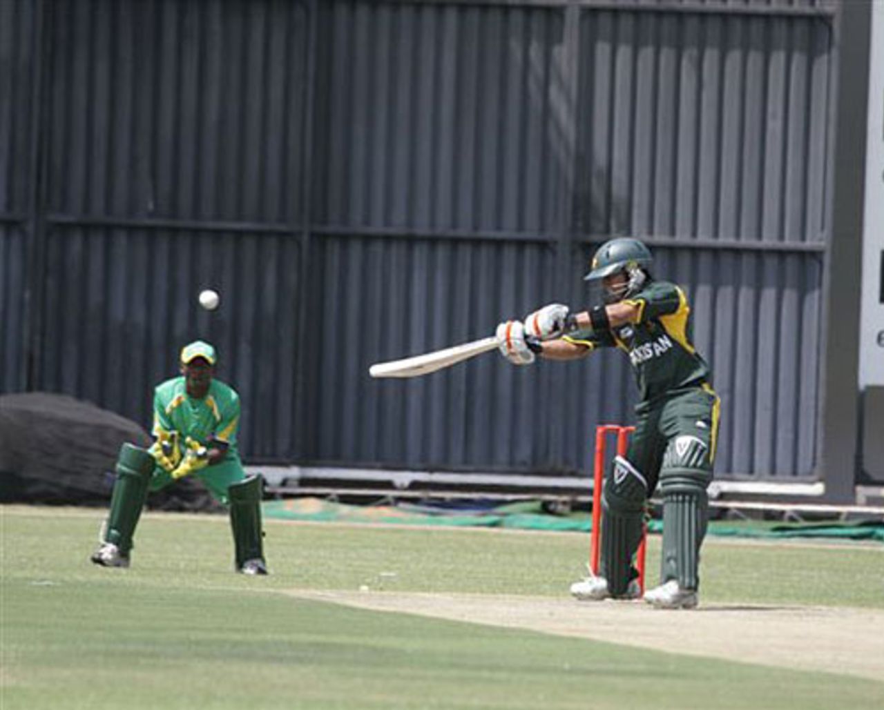 A Pakistan Under-19 player cuts the ball, Zimbabwe Under-19 v Pakistan Under-19, 1st ODI, Harare, October 1, 2009