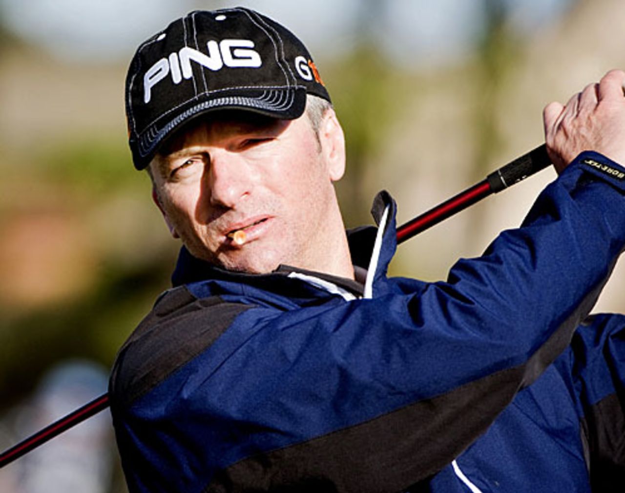 Steve Waugh plays golf at the Alfred Dunhill Golf Championship, Carnoustie, Scotland, October 4, 2009