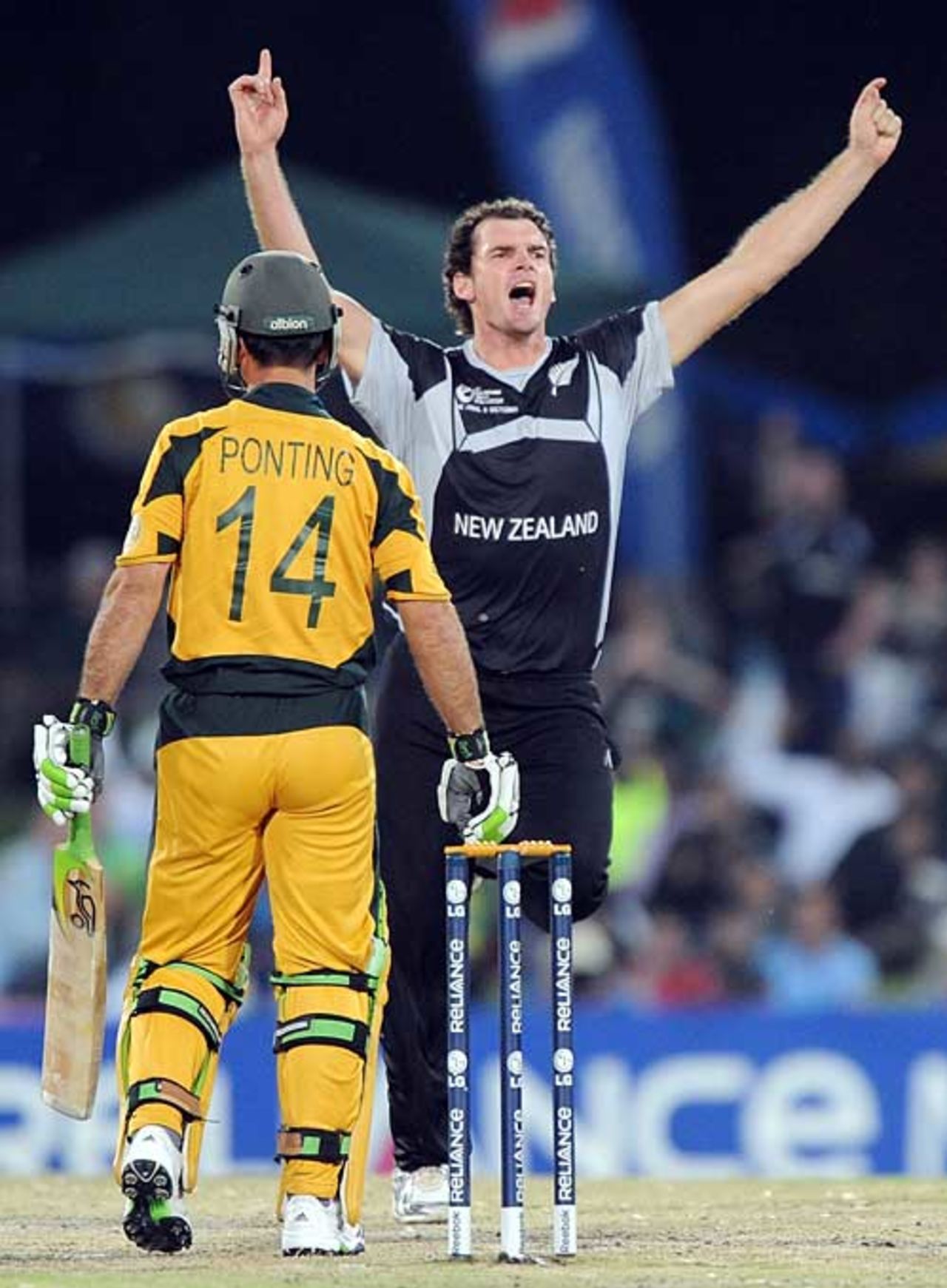 Kyle Mills lifted New Zealand with the vital wicket of Ricky Ponting, Australia v New Zealand, Champions Trophy final, Centurion Park, October 5, 2009