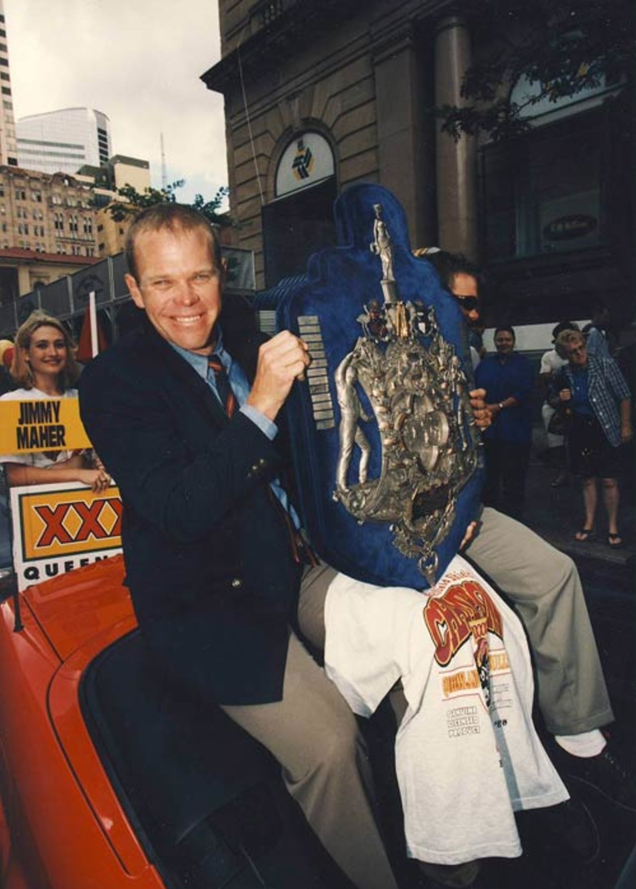 Trevor Barsby with the Sheffield Shield during the 1990s