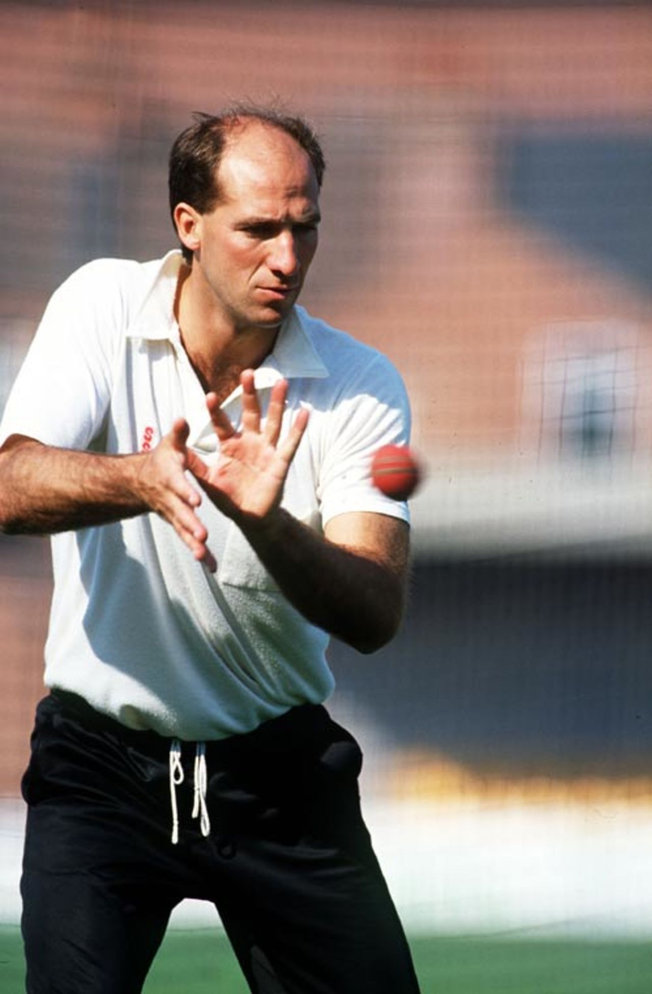 Kim Barnett catches at a practice session